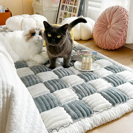 Plush Patchwork Pet Mat | Soft Non-Slip Floor Mat for Cats & Dogs | Multiple Sizes