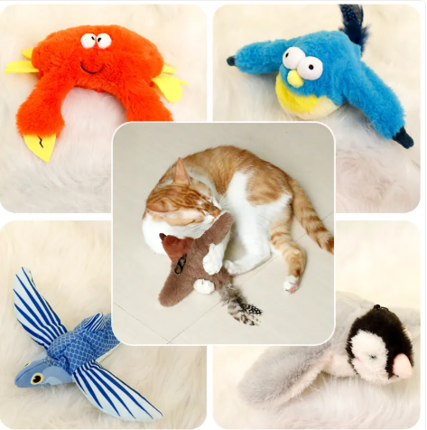 Plush Interactive Pet Toy — Soft Squeaky Animal Design for Cats and Dogs, 5 Characters